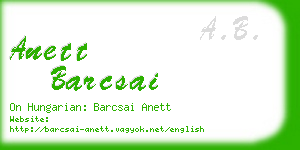 anett barcsai business card
